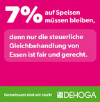 7% Mehrwertsteuer auf Speisen müssen bleiben, denn nur die steuerliche Gleichbehandlung von Essen ist fair und gerecht.